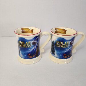 Set of 2 The Polar Express Coffee Mugs Christmas Drinkware Warner Brothers